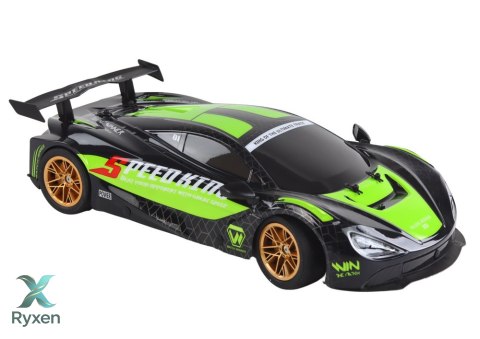Duże Auto Sportowe Zdalnie Sterowane 1:10 Zielono-Czarne LEAN TOYS