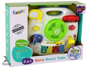Edukacyjny Interaktywny Stolik Tablica 2w1 Dla Maluchów Kierownica LEAN TOYS