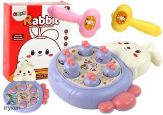Gra Królik Do Zbijania Marchewki Zręcznościowa Whac-A-Mole Fioletowa LEAN TOYS