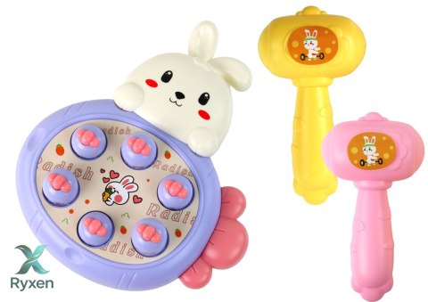 Gra Królik Do Zbijania Marchewki Zręcznościowa Whac-A-Mole Fioletowa LEAN TOYS