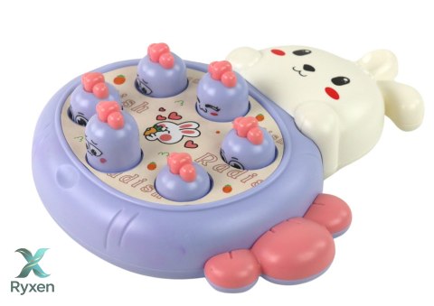 Gra Królik Do Zbijania Marchewki Zręcznościowa Whac-A-Mole Fioletowa LEAN TOYS