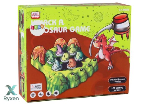 Gra Wack-A-Mole Dinozaury Plansza Młotki Zielona Światła Dźwięki LEAN TOYS