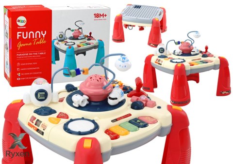 Interaktywny Stoliczek Edukacyjny Panel Dziecięcy Pianinko Kosmos Czerwony LEAN TOYS