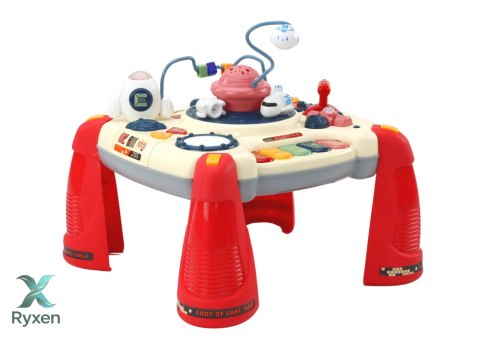 Interaktywny Stoliczek Edukacyjny Panel Dziecięcy Pianinko Kosmos Czerwony LEAN TOYS