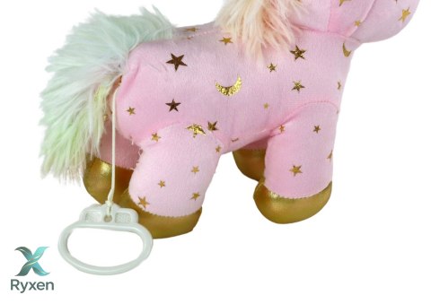Jednorożec Pluszak Usypiacz Kołysanka Różowy W Gwiazdki LEAN TOYS