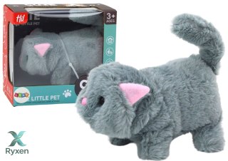 Kotek Pluszowy Interaktywny Zwierzątko Chodzi Miauczy Szary LEAN TOYS