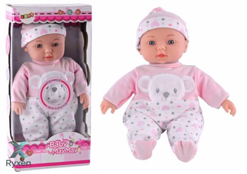 Lalka Bobas Różowa Piżamka z Misiem Czapeczka Dźwięki LEAN TOYS