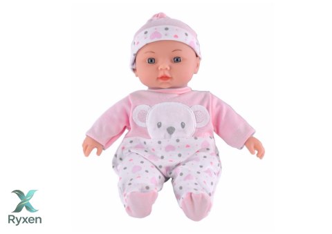 Lalka Bobas Różowa Piżamka z Misiem Czapeczka Dźwięki LEAN TOYS