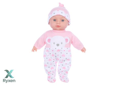 Lalka Bobas Różowa Piżamka z Misiem Czapeczka Dźwięki LEAN TOYS