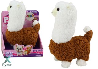 Lama Interaktywne Zwierzątko Alpaka Brązowa Chodzi Gra 23 cm LEAN TOYS