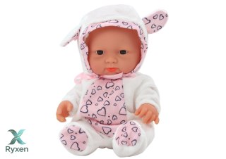 Mała Lalka Bobas Białe Ubranko Czapeczka Kokardka Uszy LEAN TOYS
