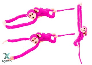 Maskotka Pluszowa Małpka z Dzieckiem Ciemno Różowa z Dźwiękiem 70 cm LEAN TOYS