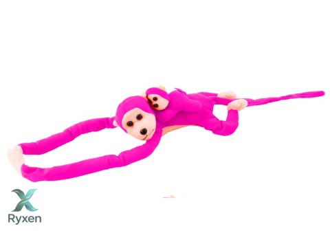 Maskotka Pluszowa Małpka z Dzieckiem Ciemno Różowa z Dźwiękiem 70 cm LEAN TOYS