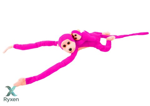 Maskotka Pluszowa Małpka z Dzieckiem Ciemno Różowa z Dźwiękiem 70 cm LEAN TOYS