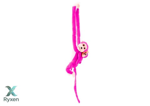 Maskotka Pluszowa Małpka z Dzieckiem Ciemno Różowa z Dźwiękiem 70 cm LEAN TOYS
