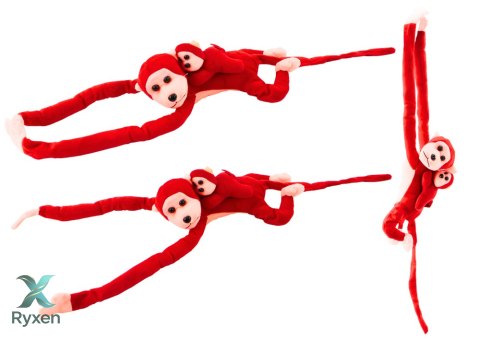 Maskotka Pluszowa Małpka z Dzieckiem Czerwona 70 cm LEAN TOYS