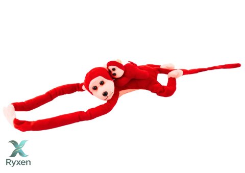 Maskotka Pluszowa Małpka z Dzieckiem Czerwona 90 cm LEAN TOYS