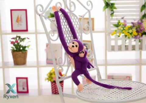 Maskotka Pluszowa Małpka z Dzieckiem Fioletowa 90 cm LEAN TOYS