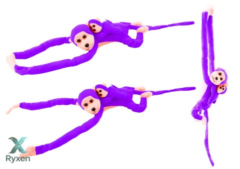 Maskotka Pluszowa Małpka z Dzieckiem Fioletowa 90 cm LEAN TOYS