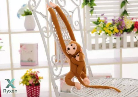 Maskotka Pluszowa Małpka z Dzieckiem Jasno Brązowa 70 cm LEAN TOYS