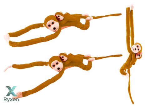 Maskotka Pluszowa Małpka z Dzieckiem Jasno Brązowa 70 cm LEAN TOYS