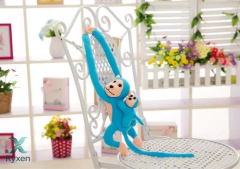 Maskotka Pluszowa Małpka z Dzieckiem Niebieska 90 cm LEAN TOYS