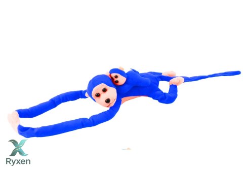 Maskotka Pluszowa Małpka z Dzieckiem Niebieska 90 cm LEAN TOYS