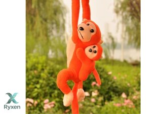 Maskotka Pluszowa Małpka z Dzieckiem Pomarańczowa 90 cm LEAN TOYS