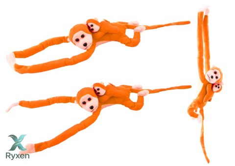 Maskotka Pluszowa Małpka z Dzieckiem Pomarańczowa z Dźwiękiem 70 cm LEAN TOYS