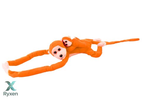Maskotka Pluszowa Małpka z Dzieckiem Pomarańczowa z Dźwiękiem 70 cm LEAN TOYS