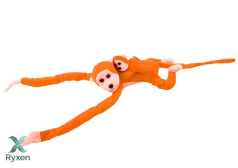 Maskotka Pluszowa Małpka z Dzieckiem Pomarańczowa z Dźwiękiem 70 cm LEAN TOYS