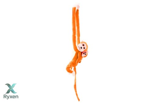 Maskotka Pluszowa Małpka z Dzieckiem Pomarańczowa z Dźwiękiem 70 cm LEAN TOYS