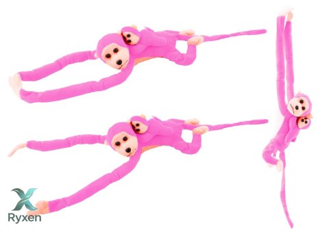 Maskotka Pluszowa Małpka z Dzieckiem Różowa 70 cm LEAN TOYS