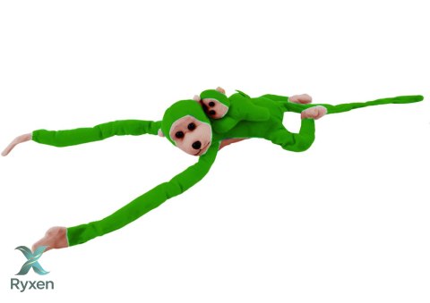 Maskotka Pluszowa Małpka z Dzieckiem Zielona 90 cm LEAN TOYS