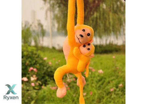 Maskotka Pluszowa Małpka z Dzieckiem Żółta 70 cm LEAN TOYS