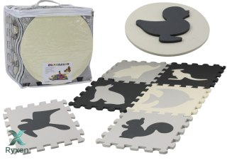 Miękkie Puzzle Mata Kontrastowa Edukacyjna Pianka EVA Szare 28 ele. LEAN TOYS