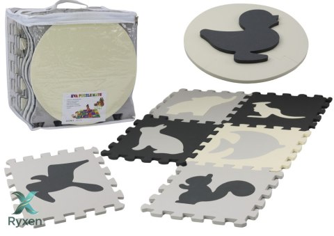 Miękkie Puzzle Mata Kontrastowa Edukacyjna Pianka EVA Szare 28 ele. LEAN TOYS