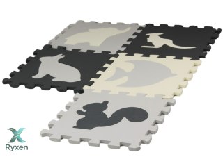 Miękkie Puzzle Mata Kontrastowa Edukacyjna Pianka EVA Szare 28 ele. LEAN TOYS