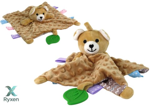 Miś Pluszowa Przytulanka Kocyk Wypustki Gryzak Grzechotka LEAN TOYS