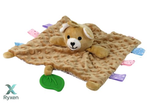Miś Pluszowa Przytulanka Kocyk Wypustki Gryzak Grzechotka LEAN TOYS