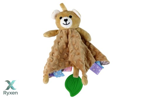 Miś Pluszowa Przytulanka Kocyk Wypustki Gryzak Grzechotka LEAN TOYS