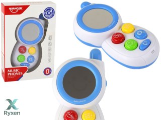 Niebieski Dziecięcy Telefon Interaktywny Światła Dźwięki Lusterko LEAN TOYS