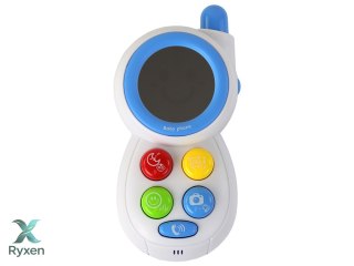 Niebieski Dziecięcy Telefon Interaktywny Światła Dźwięki Lusterko LEAN TOYS