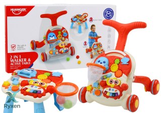 Pchacz Stolik Edukacyjny Interaktywny 2w1 Czerwony LEAN TOYS