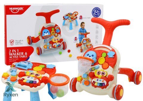 Pchacz Stolik Edukacyjny Interaktywny 2w1 Czerwony LEAN TOYS