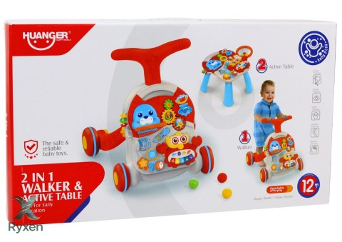 Pchacz Stolik Edukacyjny Interaktywny 2w1 Czerwony LEAN TOYS