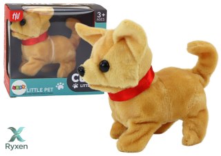 Piesek Pluszowy Interaktywny Zwierzątko Chodzi Szczeka Beżowy LEAN TOYS