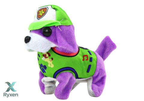Piesek Pluszowy Interaktywny Zwierzątko Chodzi Szczeka Fioletowy LEAN TOYS
