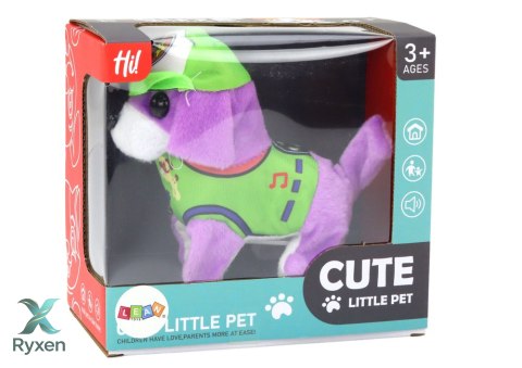 Piesek Pluszowy Interaktywny Zwierzątko Chodzi Szczeka Fioletowy LEAN TOYS