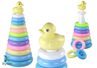 Piramidka Kaczuszka Układanka 12 Kółek 39cm x 17,5cm x 17,5cm LEAN TOYS